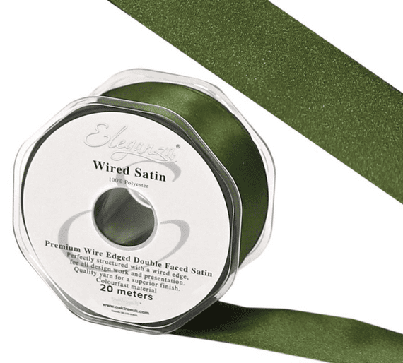 Basil Wired Edge Double Faced Satin Ribbon 38mm x 20m | Wholesale