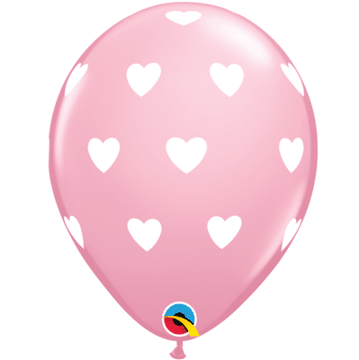 Big Hearts Balloons (Pink & White Ink) - 11 Inch Balloons 6pcs