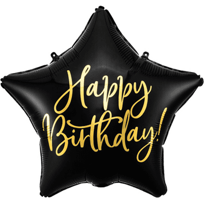 Birthday Black Star Foil Balloon 1pc (PartyDeco 18