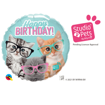 Birthday Kittens With Glasses Foil Balloon (18