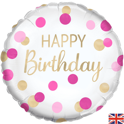 Birthday Pink Gold Confetti Foil Balloon (18