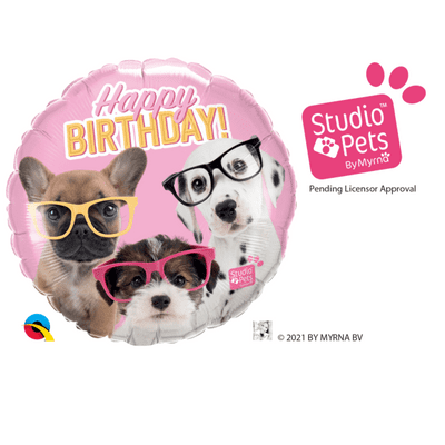 Birthday Puppies With Glasses Foil Balloon (18