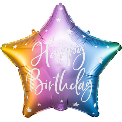 Birthday Rainbow Star Foil Balloon 1pc (PartyDeco 18