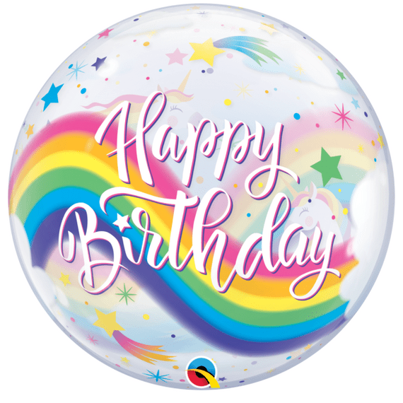 Rainbow Unicorns Bubble Balloon | Free Delivery