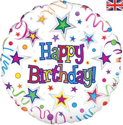 Birthday Ribbons & Stars Foil Balloon (18