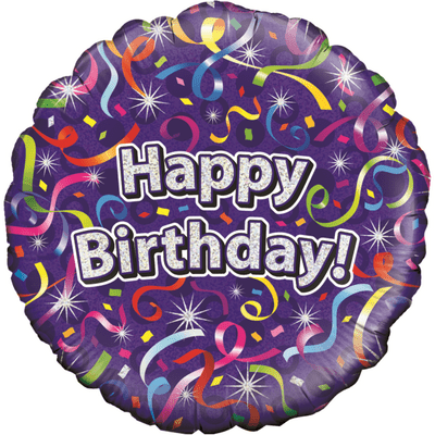 Birthday Streamers Purple Foil Balloon (18