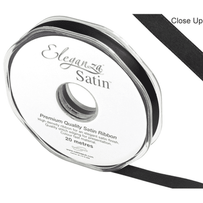 Black Double Faced Satin Ribbon 10mm x 20m (Eleganza) 1pc
