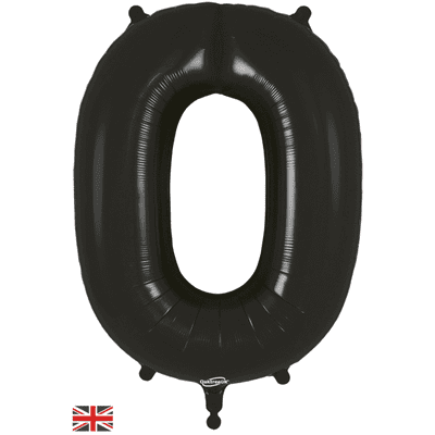 Black Number 0 Balloon - Foil Number Balloon 1pc (34