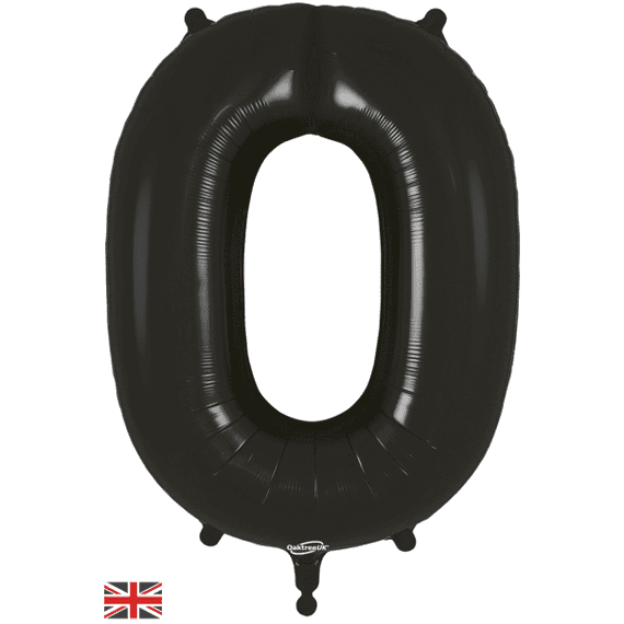 Black Number 0 Balloon - Oaktree Number Balloon | Free Delivery