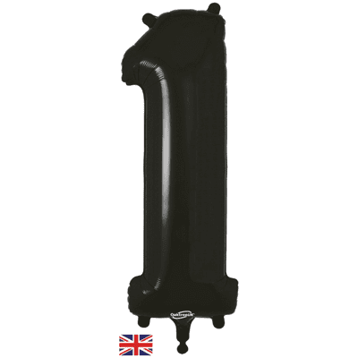 Black Number 1 Balloon - Foil Number Balloon 1pc (34