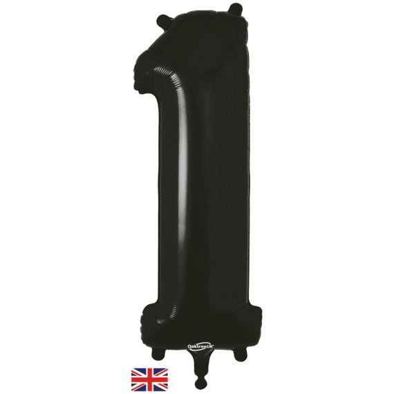 Black Number 1 Balloon - Oaktree Number Balloon | Free Delivery