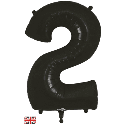 Black Number 2 Balloon - Foil Number Balloon 1pc (34