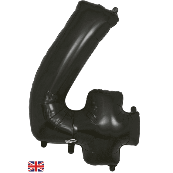 Black Number 4 Balloon - Oaktree Number Balloon | Free Delivery
