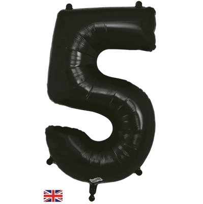 Black Number 5 Balloon - Foil Number Balloon 1pc (34