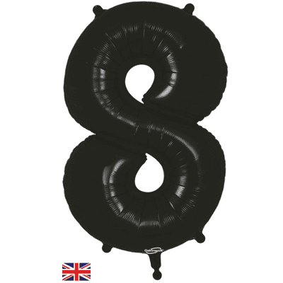 Black Number 8 Balloon - Foil Number Balloon 1pc (34