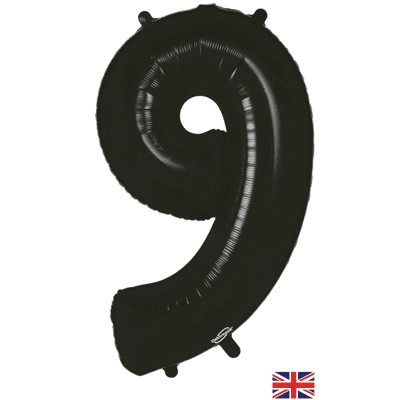Black Number 9 Balloon - Foil Number Balloon 1pc (34