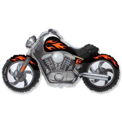 Black & Orange Motorbike Foil Balloon 1pc (Flexmetal 45