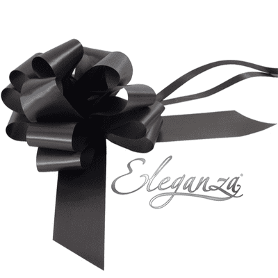 Black Pull Bow 50mm Poly (Eleganza Pullbow) 20pc