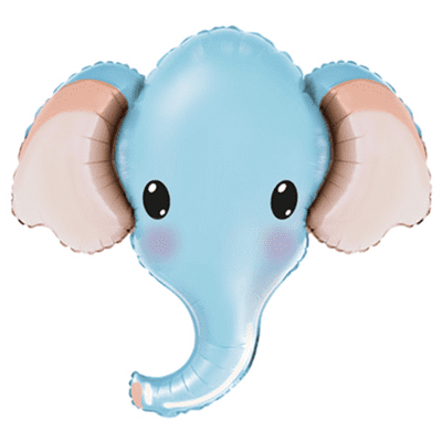 Blue Elephant Head Large Foil Balloon 1pc (Flexmetal 39