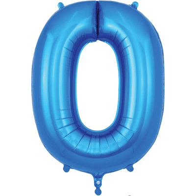 Blue Number 0 Balloon - Foil Number Balloon 1pc (34