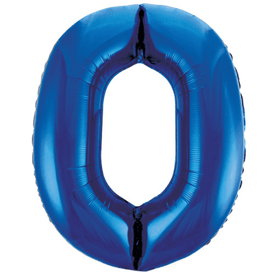 Blue Number 0 Balloon - Foil Number Balloon 1pc (34