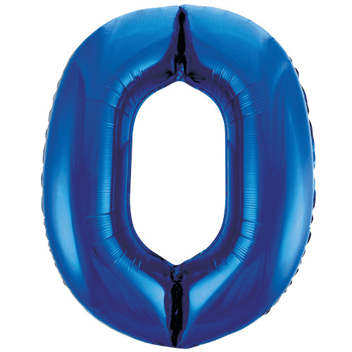 Blue Number 0 Balloon - Foil Number Balloon 1pc (34