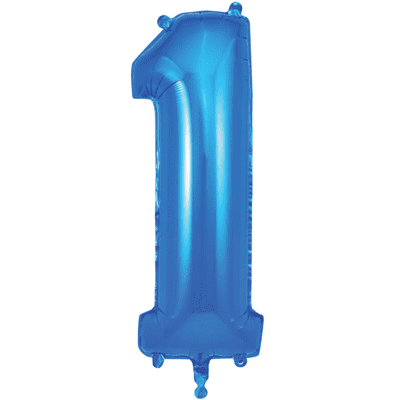 Blue Number 1 Balloon - Foil Number Balloon 1pc (34