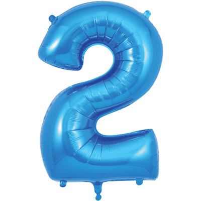Blue Number 2 Balloon - Foil Number Balloon 1pc (34