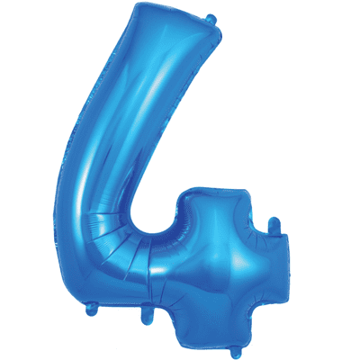 Blue Number 4 Balloon - Foil Number Balloon 1pc (34
