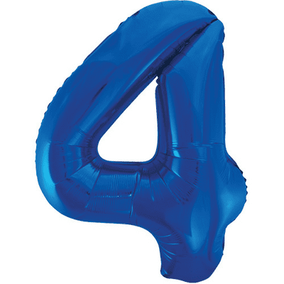 Blue Number 4 Balloon - Foil Number Balloon 1pc (34