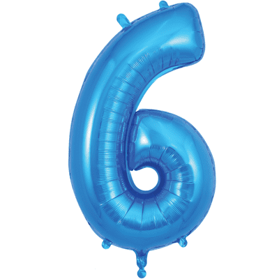 Blue Number 6 Balloon - Foil Number Balloon 1pc (34