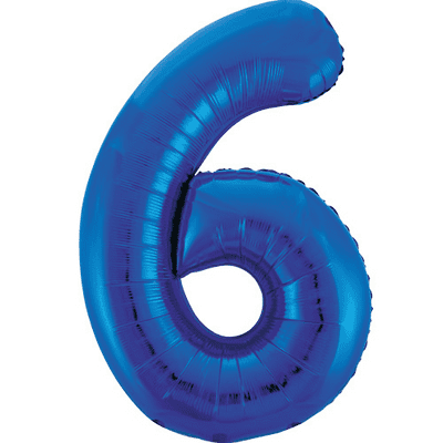 Blue Number 6 Balloon - Foil Number Balloon 1pc (34