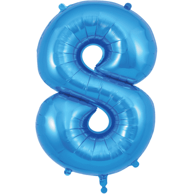Blue Number 8 Balloon - Foil Number Balloon 1pc (34