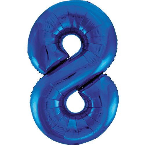 Blue Number 8 Balloon - Foil Number Balloon 1pc (34