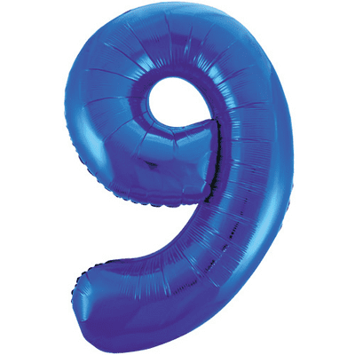 Blue Number 9 Balloon - Foil Number Balloon 1pc (34