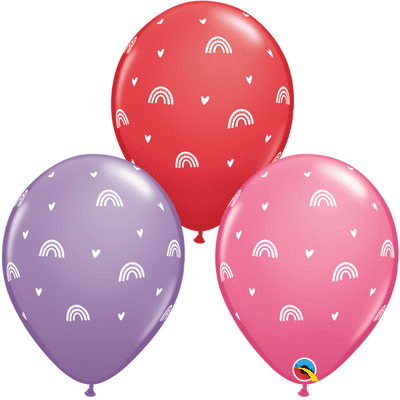 Boho Rainbows & Hearts 11 Inch Balloons (25pcs)