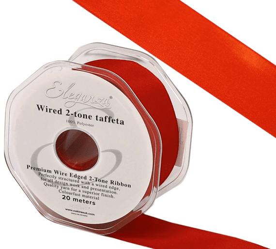 Burnt Orange Wired Edge Taffeta Ribbon 38mm x 20m | Wholesale