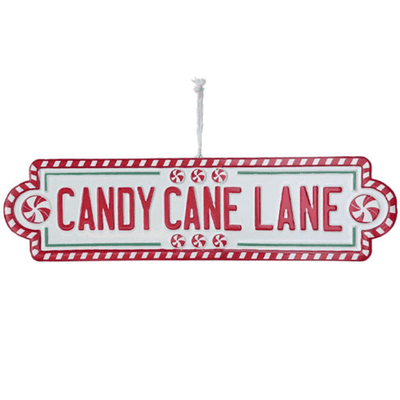 Candy Cane Lane Metal Sign 1pc