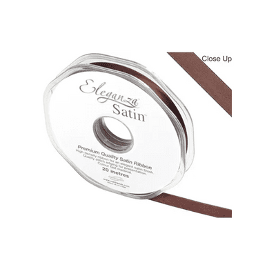 Chocolate Double Faced Satin Ribbon 10mm x 20m (Eleganza) 1pc