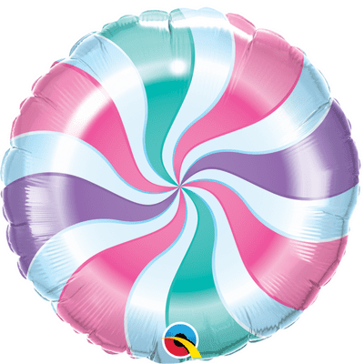 Christmas Foil Balloon - Candy Cane Pastel Swirl (18