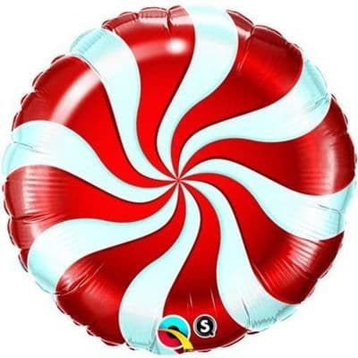 Christmas Foil Balloon - Candy Cane Red (18