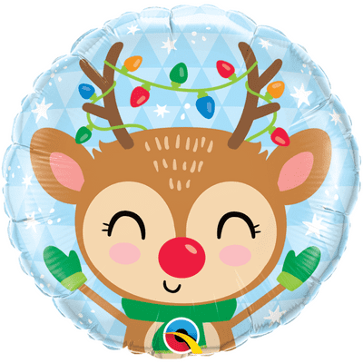 Christmas Foil Balloon - Reindeer & Coloured Lights (18