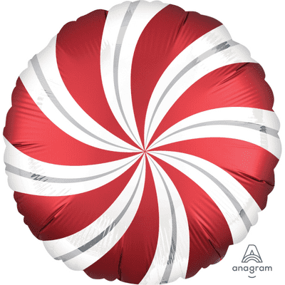 Christmas Foil Balloon - Satin Red Candy Swirl (18