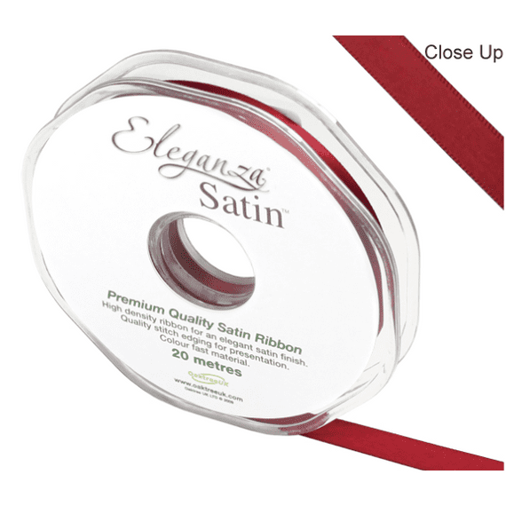 Claret Double Faced Satin Ribbon 10mm x 20m | Free Delivery