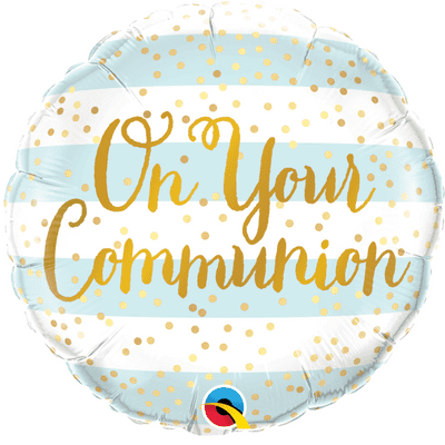 Communion Blue Stripes Foil Balloon (18