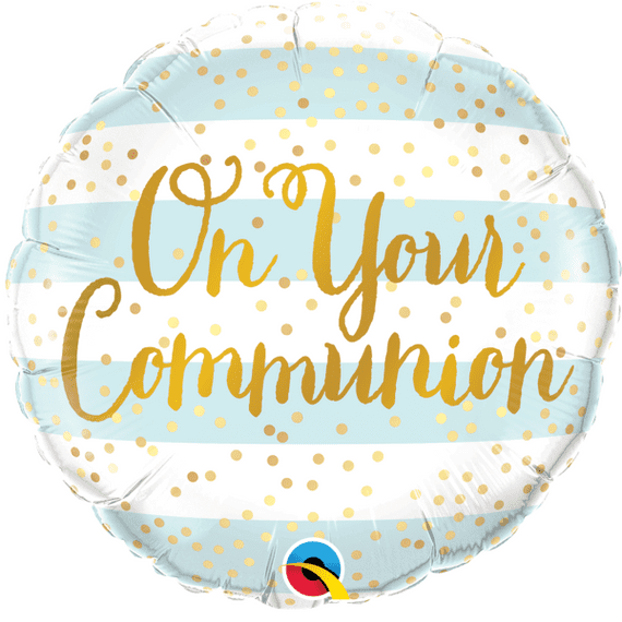 Communion Blue Stripes Foil Balloon | Free Delivery