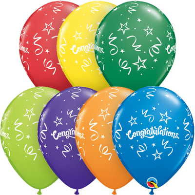 Congratulations Streamers - 11 Inch Balloons 25pcs