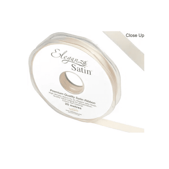 Cream Double Faced Satin Ribbon 10mm x 20m | Free Delivery