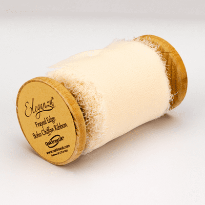Cream Frayed Edge Chiffon Ribbon 50mm x 5m (Eleganza) 1pc