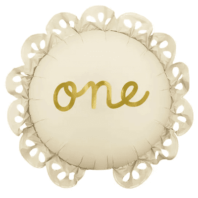 Cream One Ruffled Edge Round Foil Balloon 1pc (PartyDeco 30